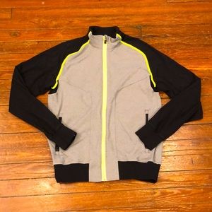 Lululemon men’s large light gray black neon full zip workout jacket